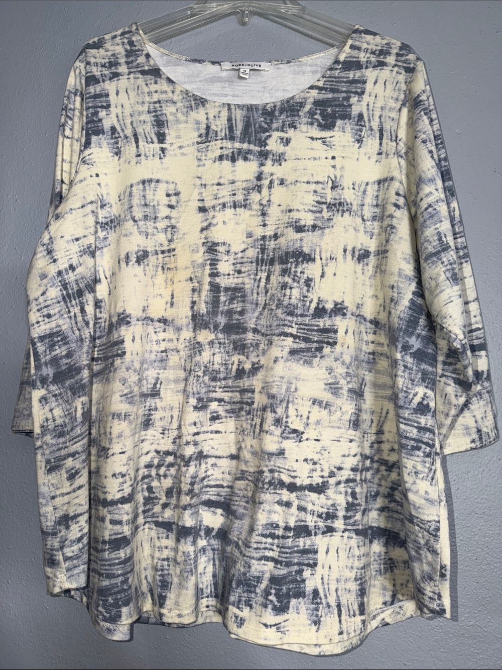 Rose & Olive Brushstroke Print Tunic — Cream & Blue